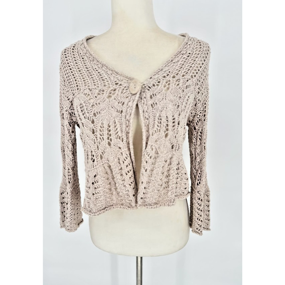 Vtg‎ Dressbarn Y2K Sweater Cardigan Crochet S Bell Sleeve Hippie Boho Festival